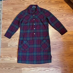 Vintage Bobbie Brooks Plaid Shirt Dress | Made in USA | Cozy Fall/Winter Dress
